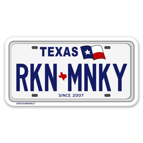 Rockin Monkey License Plate Sticker