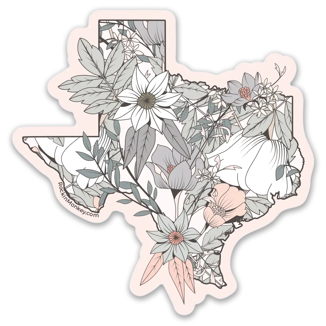 Pink Floral Texas Stickers