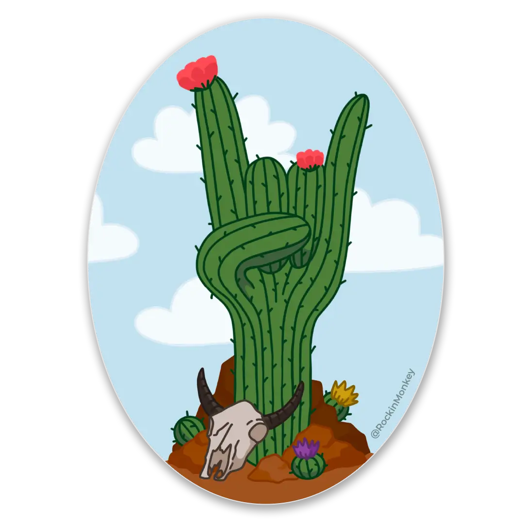 Rock Hands Cactus Sticker