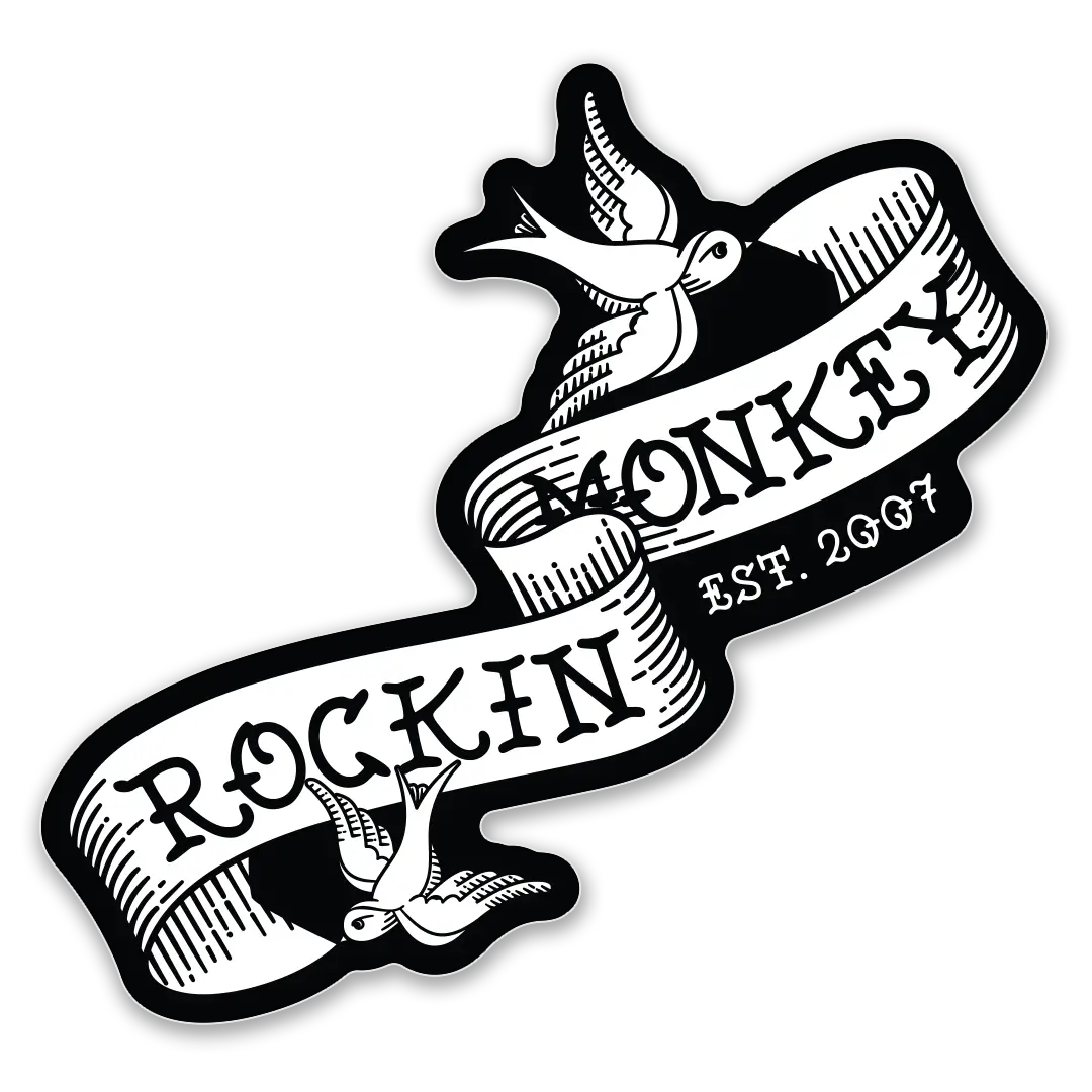 Tattooed 'Rockin Monkey' Banner Sticker