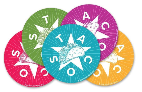 Fiesta Taco Sticker 5 Pack by Rockin Monkey Design & Print House of San Antonio